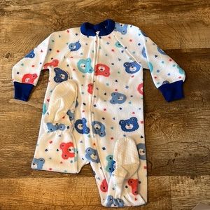 Boys One Piece Zip Up Footie Winter Pajamas